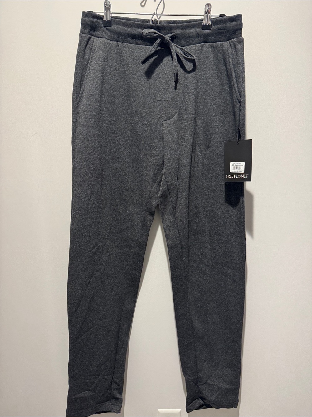 NWT Free Planet Men's Charcoal Drawstring Joggers